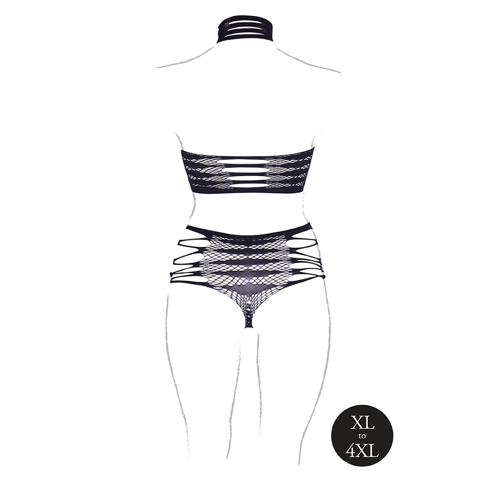 Shots Le Desir Shade Carpo Xlvi 2-Piece With Turtleneck, Crop Top &amp; Panty Black Queen Size