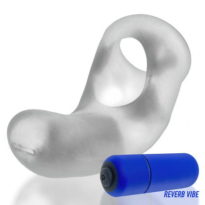 Hunkyjunk Buzzfuck Cock &amp; Ball Sling With Taint Vibrator Clear Ice