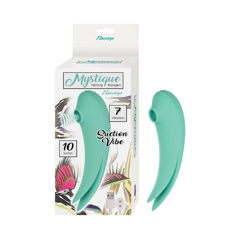 Nasstoys Mystique Suction Vibe Rechargeable Dual Ended Silicone Vibrator Aqua