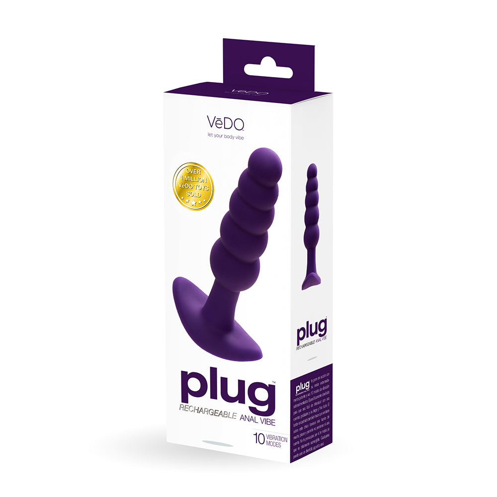 Vedo Plug Rechargeable Silicone Vibrating Anal Plug Purple