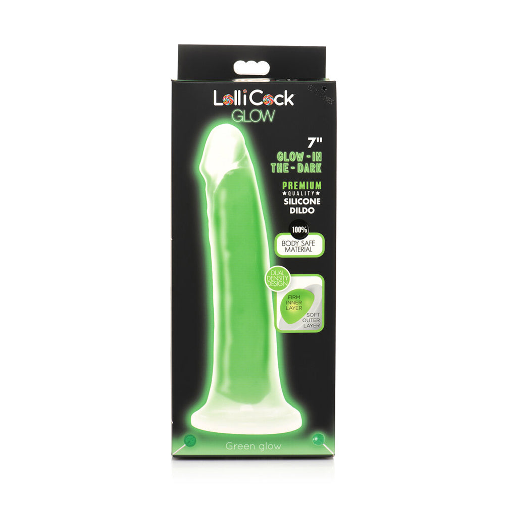 Lollicock Glow-In-The-Dark 7 In. Silicone Dildo Green