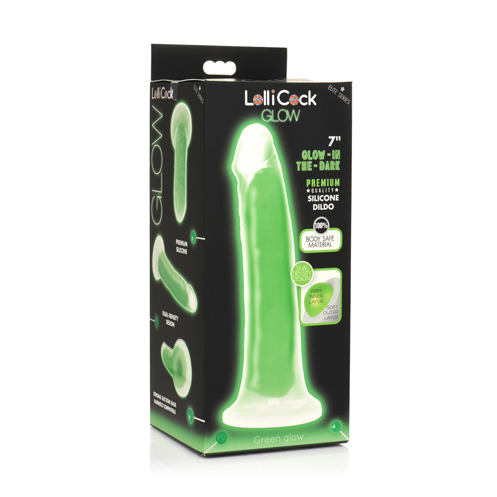 Lollicock Glow-In-The-Dark 7 In. Silicone Dildo Green