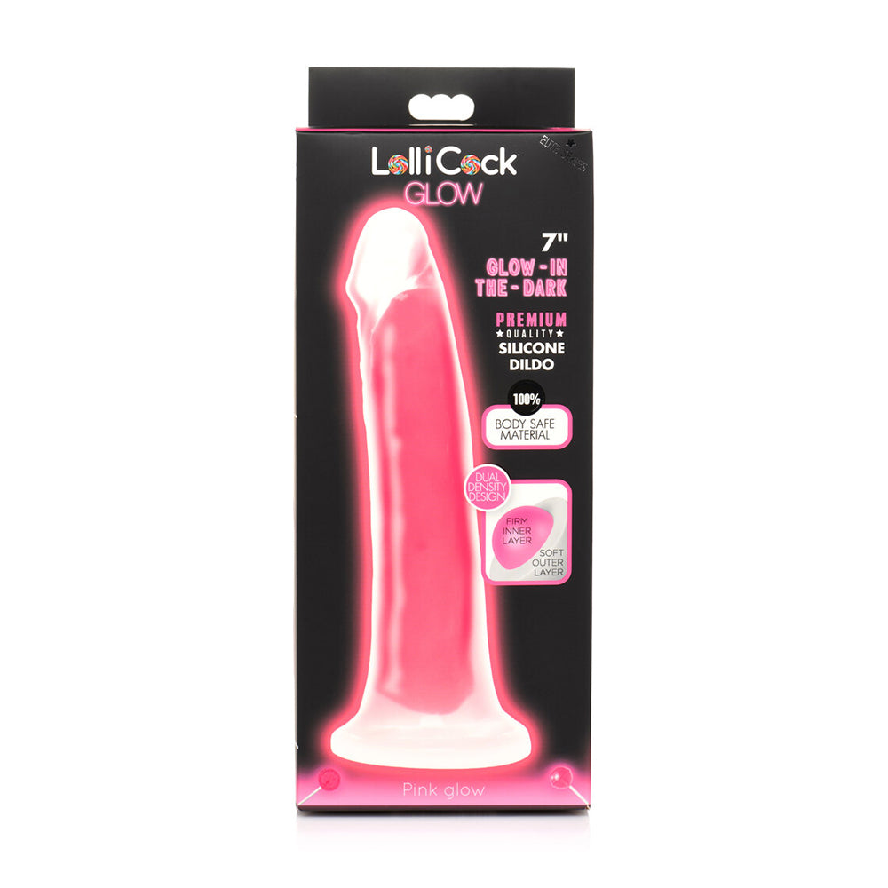 Lollicock Glow-In-The-Dark 7 In. Silicone Dildo Pink