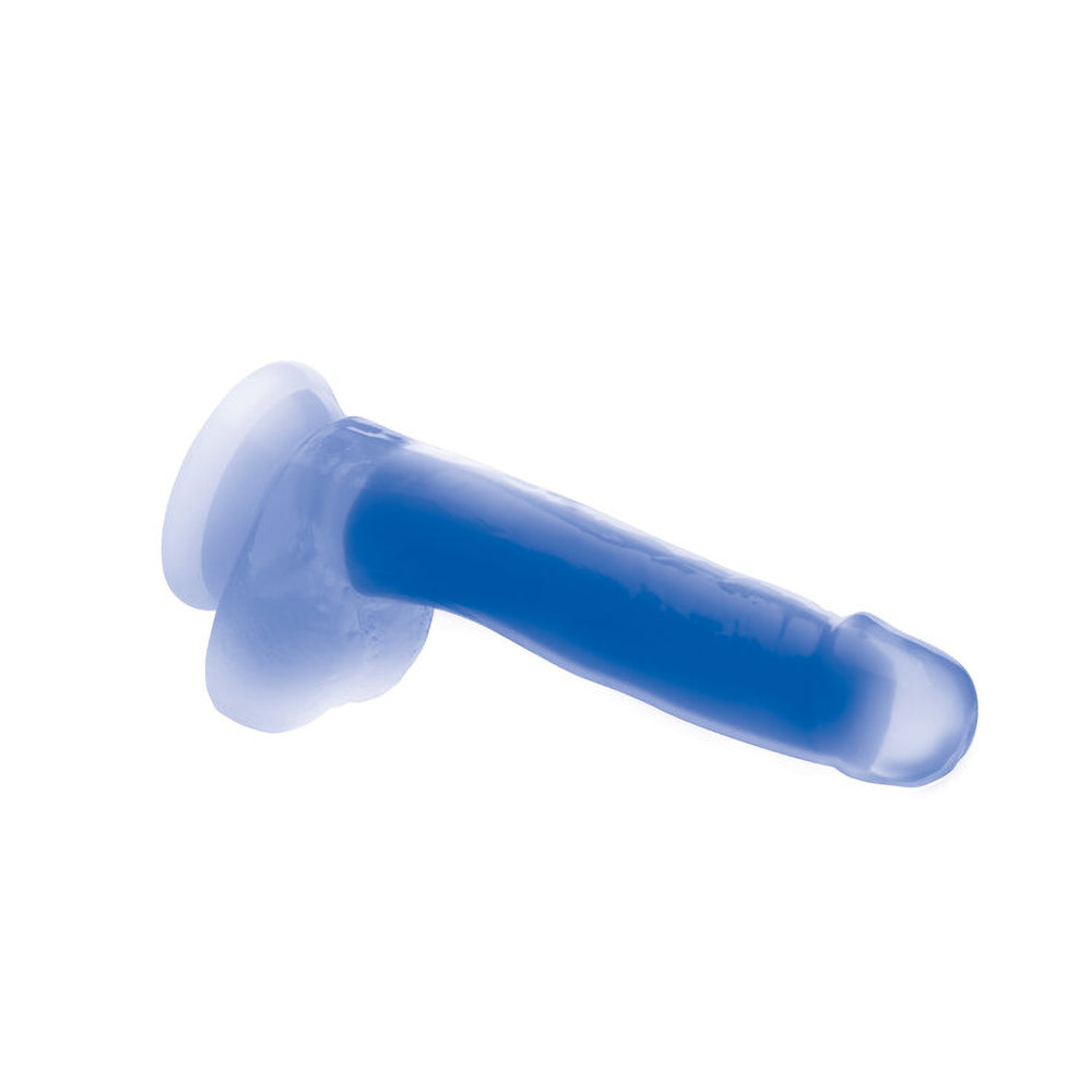 Lollicock Glow-In-The-Dark 7 In. Silicone Dildo With Balls Blue