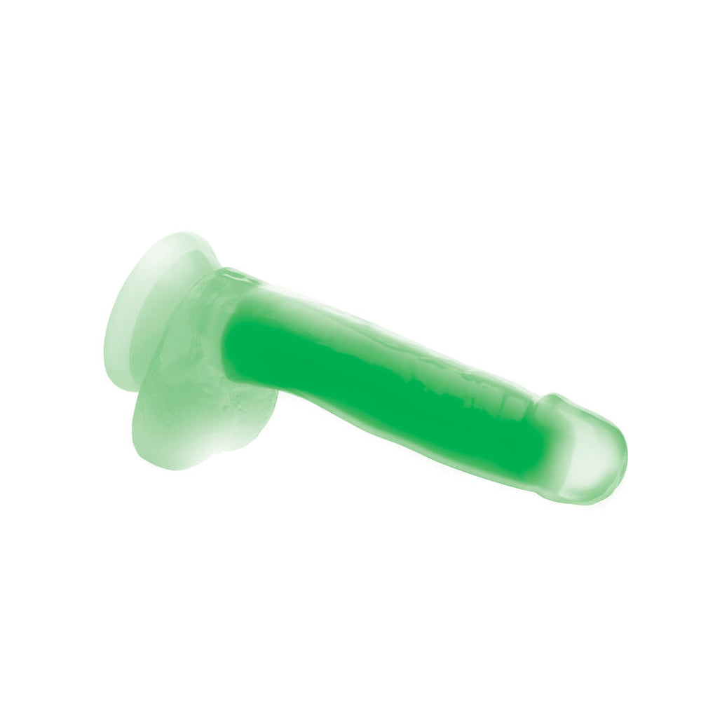 Lollicock Glow-In-The-Dark 7 In. Silicone Dildo With Balls Green