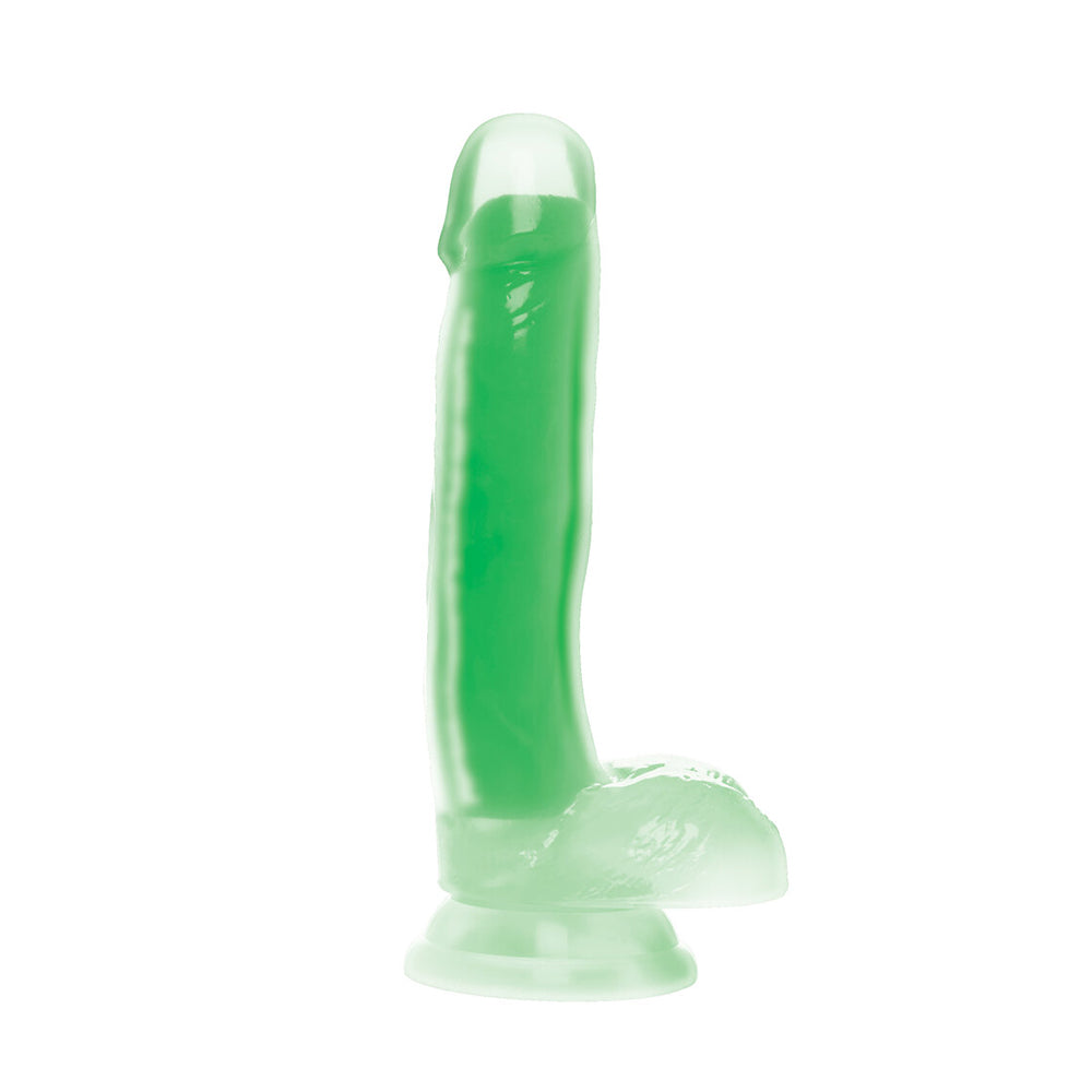 Lollicock Glow-In-The-Dark 7 In. Silicone Dildo With Balls Green