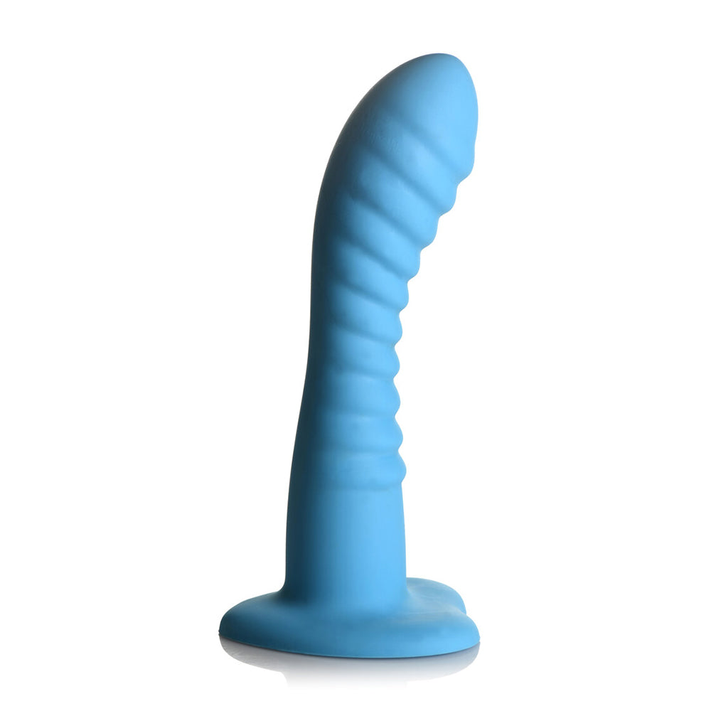 Simply Sweet Ribbed 7 In. Silicone Dildo Blue