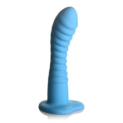 Simply Sweet Ribbed 7 In. Silicone Dildo Blue