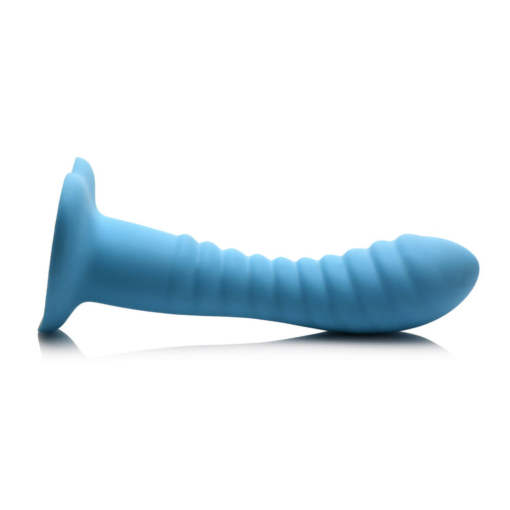 Simply Sweet Ribbed 7 In. Silicone Dildo Blue