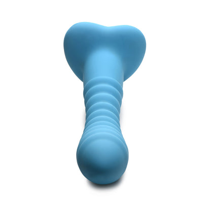 Simply Sweet Ribbed 7 In. Silicone Dildo Blue