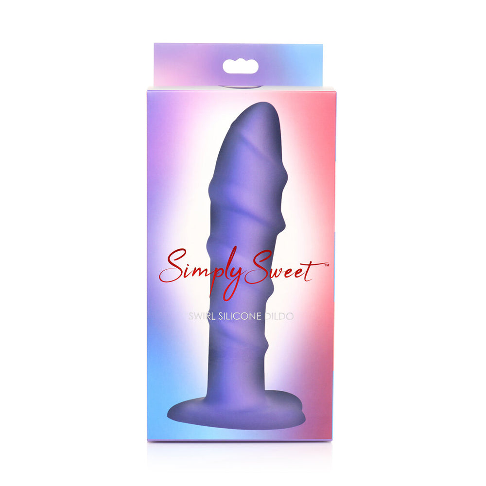 Simply Sweet Swirl 7 In. Silicone Dildo Purple