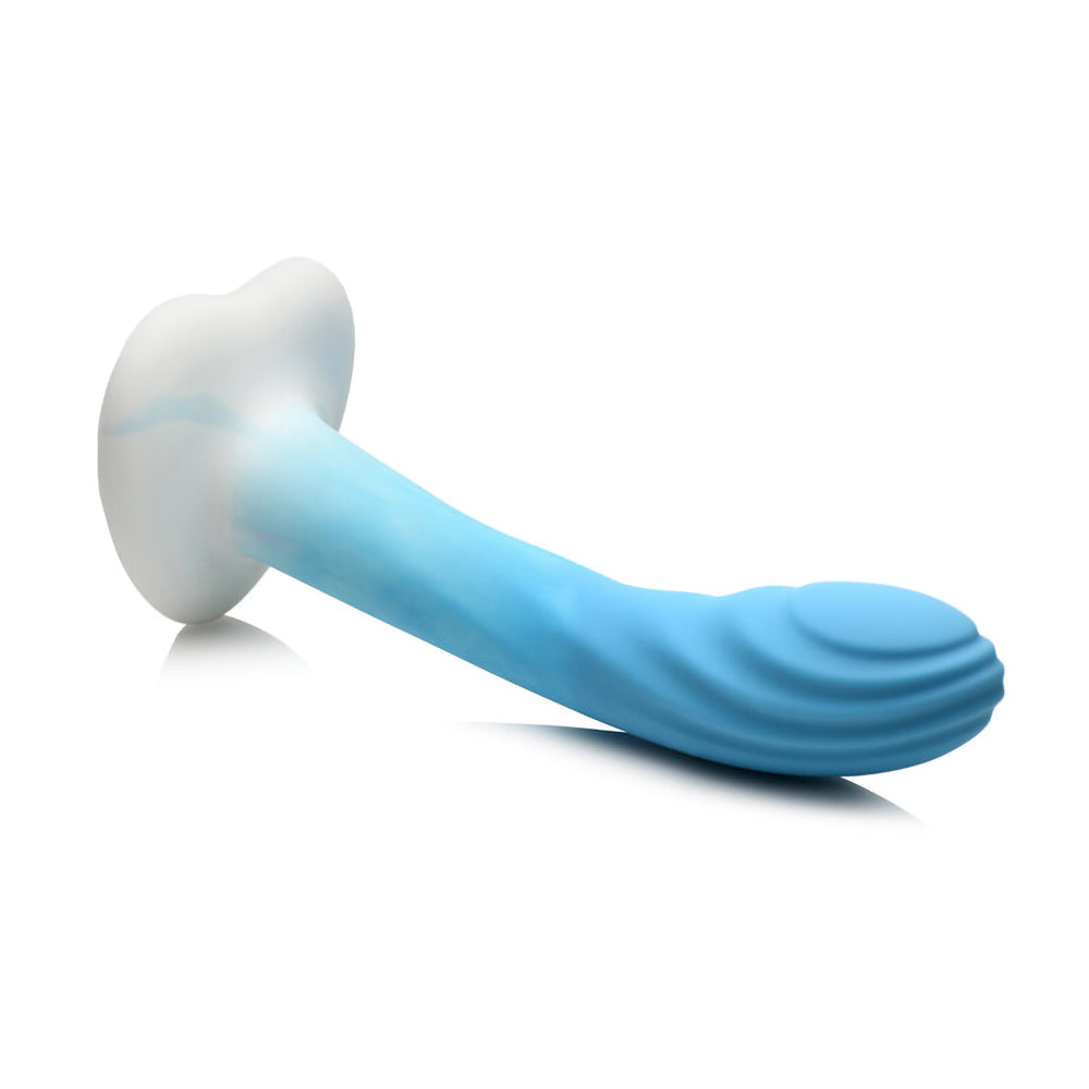 Simply Sweet Rippled 7 In. Silicone Dildo Blue/White