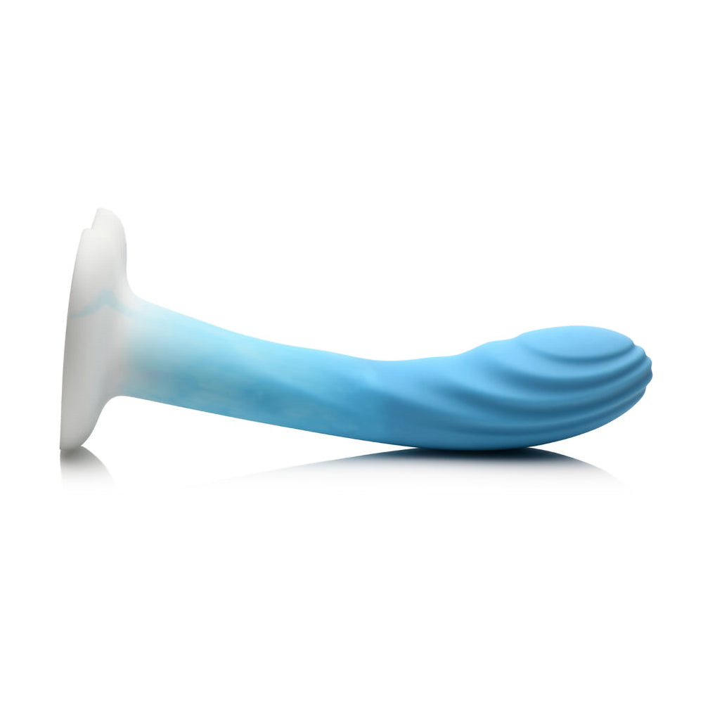 Simply Sweet Rippled 7 In. Silicone Dildo Blue/White