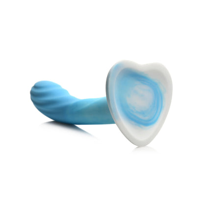 Simply Sweet Rippled 7 In. Silicone Dildo Blue/White