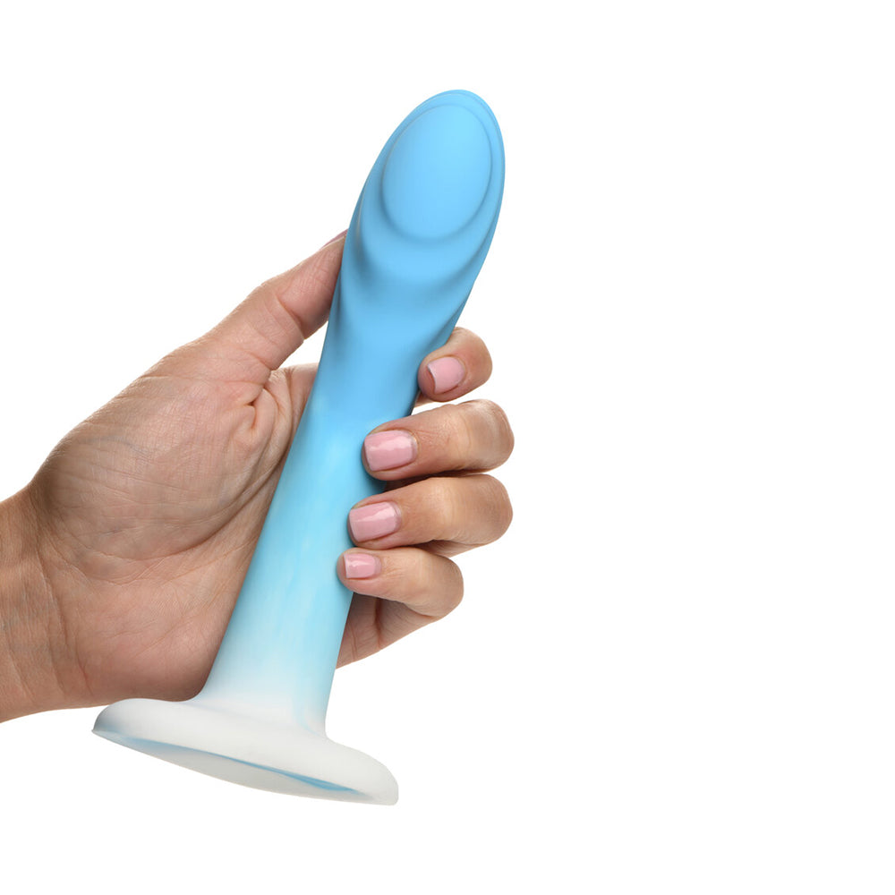 Simply Sweet Rippled 7 In. Silicone Dildo Blue/White