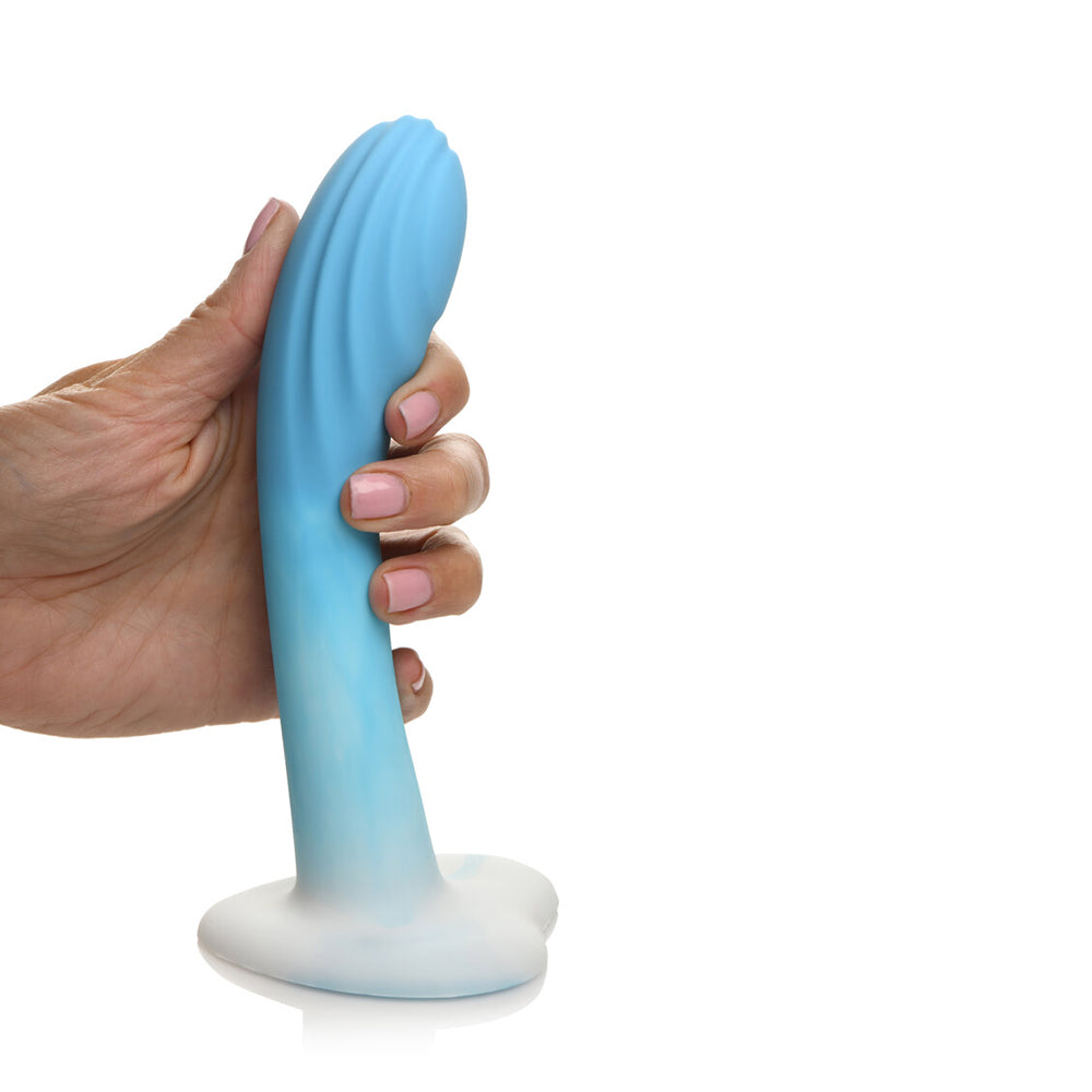 Simply Sweet Rippled 7 In. Silicone Dildo Blue/White