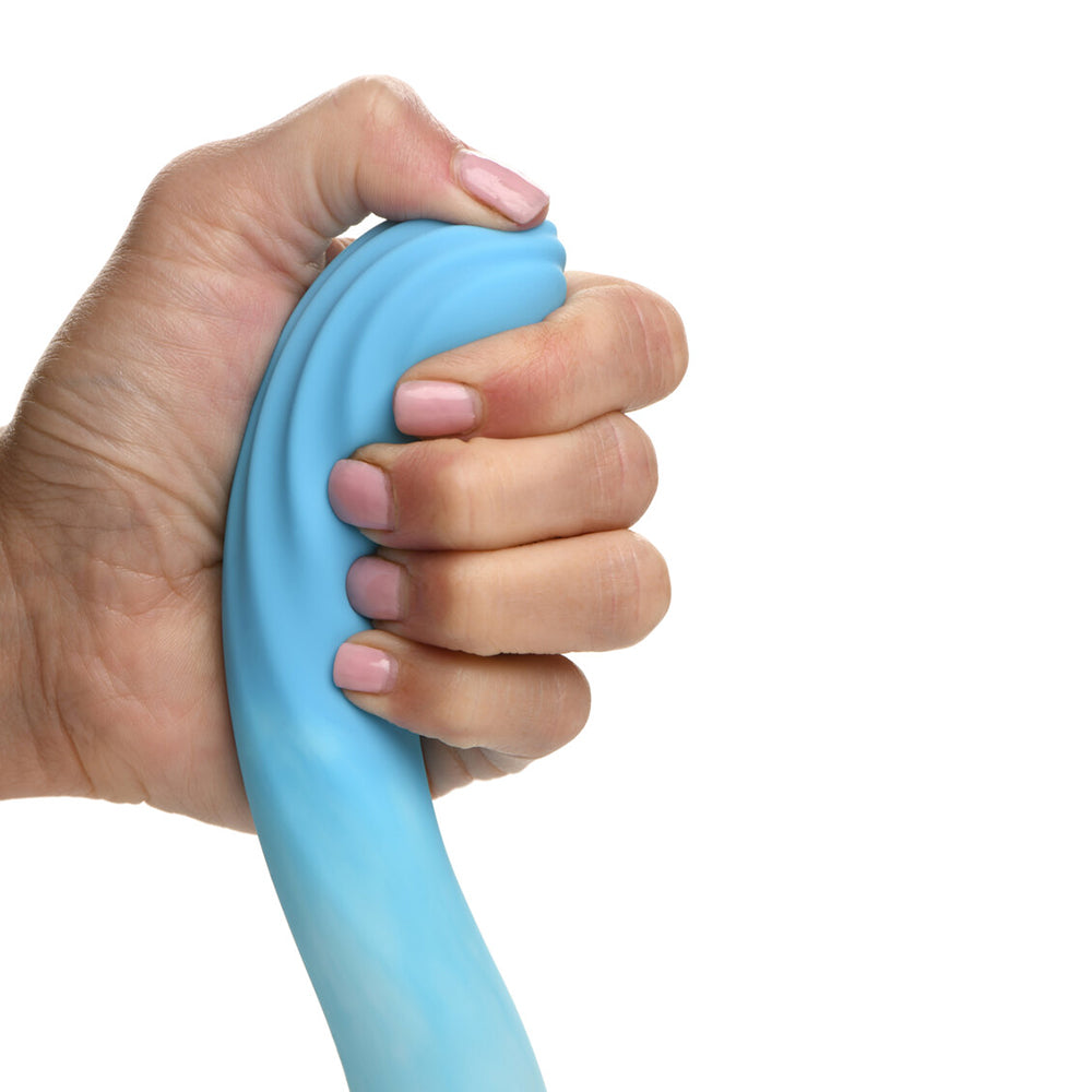 Simply Sweet Rippled 7 In. Silicone Dildo Blue/White