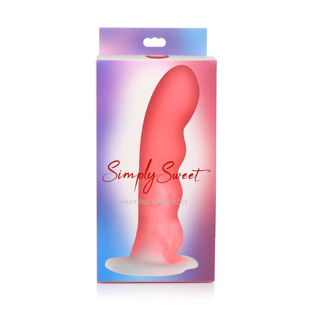 Simply Sweet Wavy 8 In. Silicone Dildo Pink/White