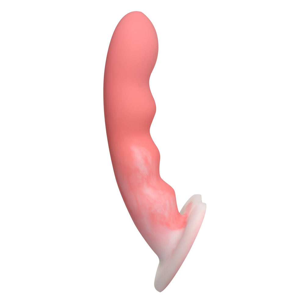 Simply Sweet Wavy 8 In. Silicone Dildo Pink/White