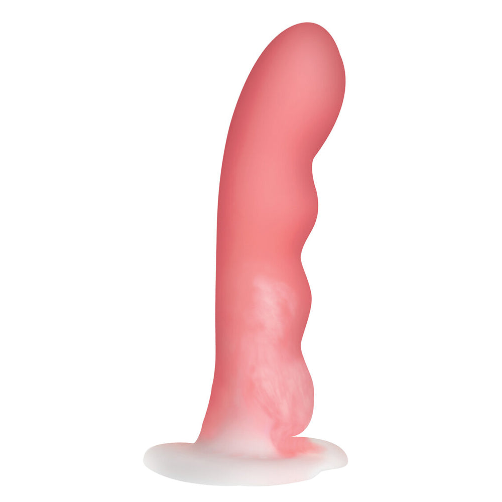 Simply Sweet Wavy 8 In. Silicone Dildo Pink/White