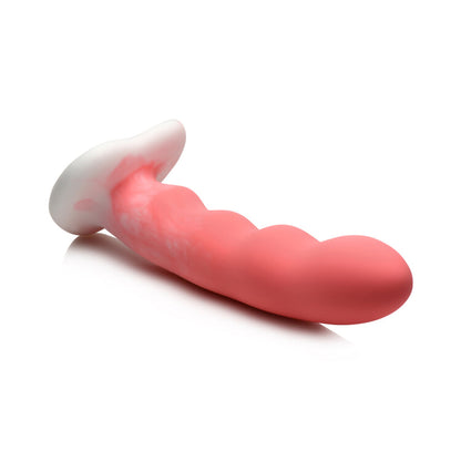 Simply Sweet Wavy 8 In. Silicone Dildo Pink/White