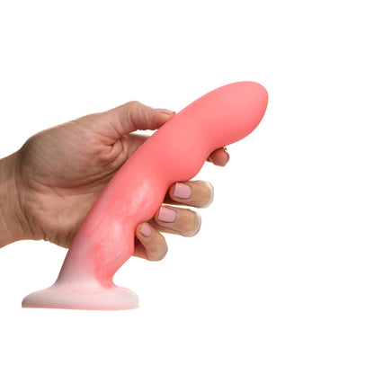 Simply Sweet Wavy 8 In. Silicone Dildo Pink/White