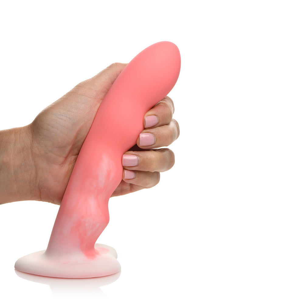 Simply Sweet Wavy 8 In. Silicone Dildo Pink/White