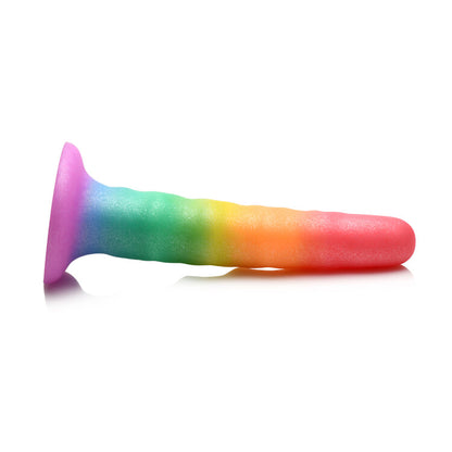 Simply Sweet Zigzag 6.5 In. Silicone Dildo Rainbow