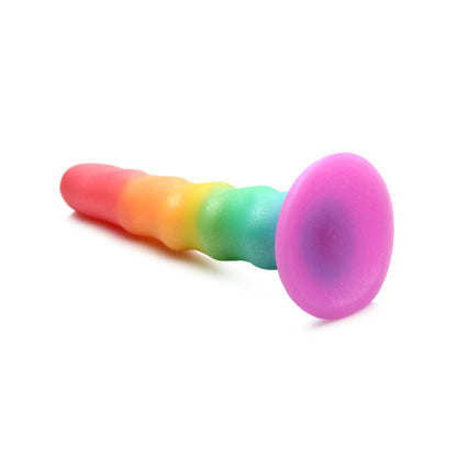 Simply Sweet Zigzag 6.5 In. Silicone Dildo Rainbow