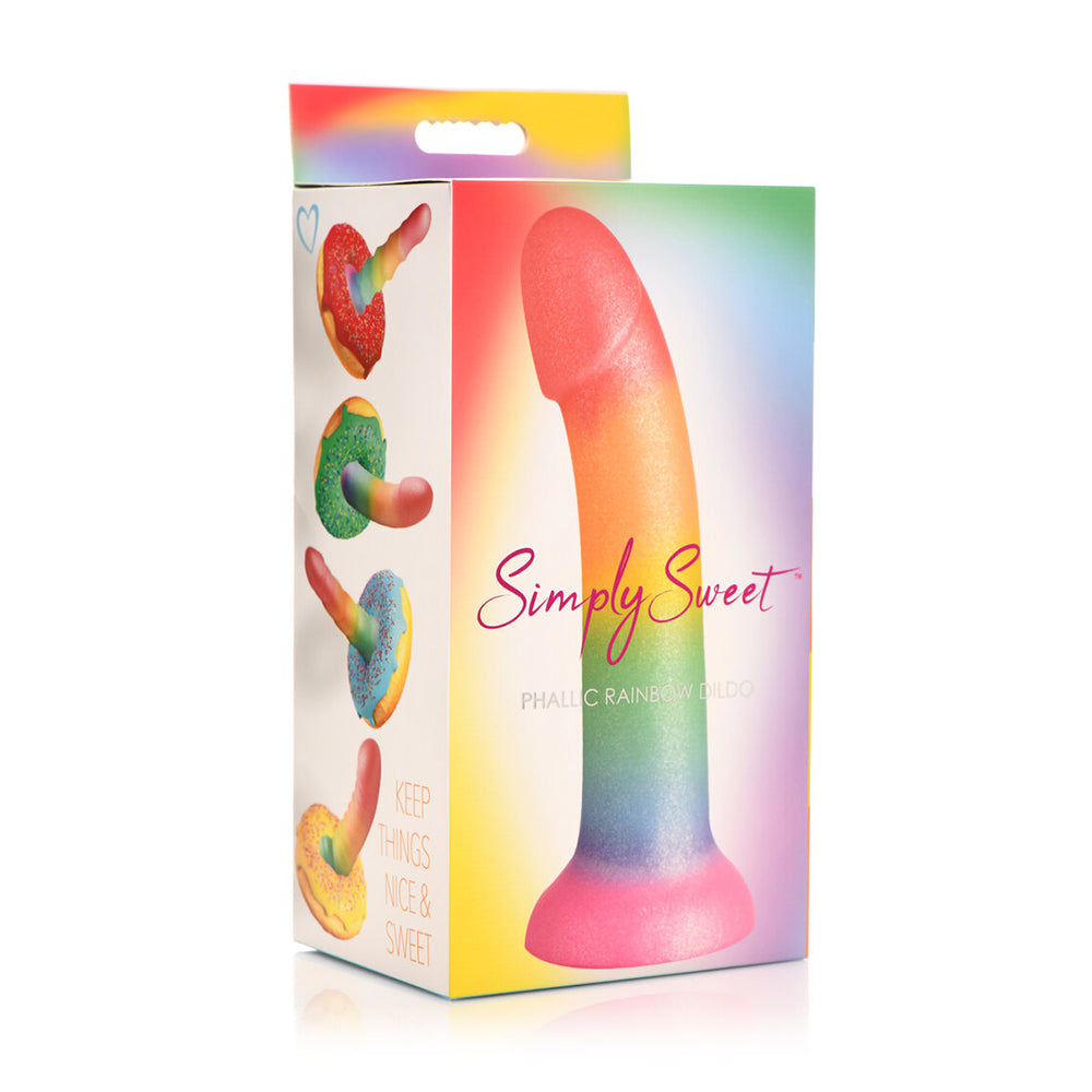 Simply Sweet Phallic 6.5 In. Silicone Dildo Rainbow