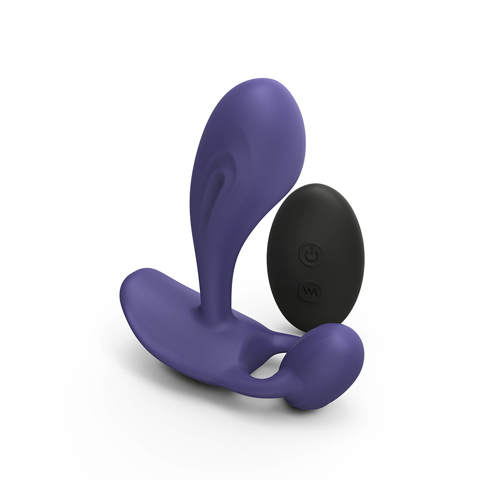 Love To Love Witty Rechargeable Remote-Controlled Silicone P &amp; G Vibrator Midnight Indigo