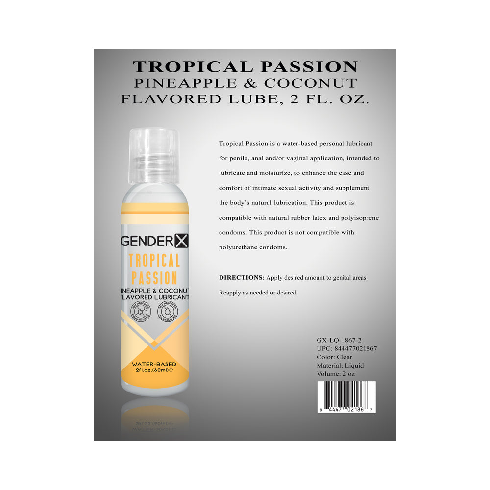 Gender X Tropical Passion Pineapple &amp; Coconut Flavored Water-Based Lubricant 2 Oz.