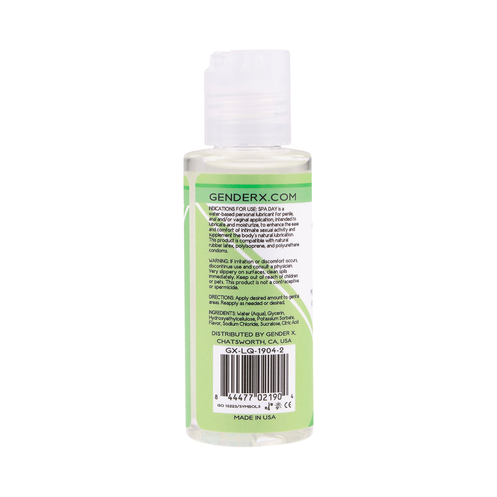 Gender X Spa Day Mint, Lime &amp; Cucumber Flavored Water-Based Lubricant 2 Oz.