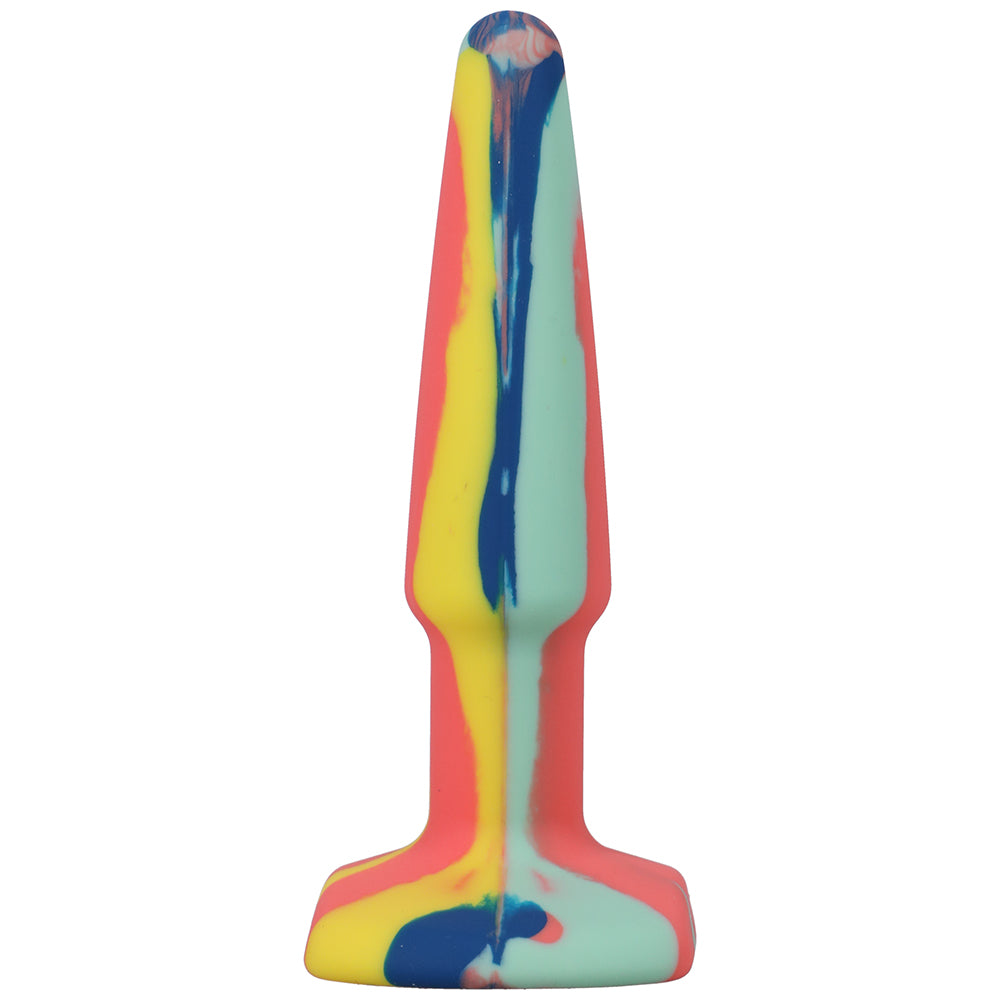 A-Play Groovy Silicone Anal Plug 4 In. Multi-Colored, Yellow