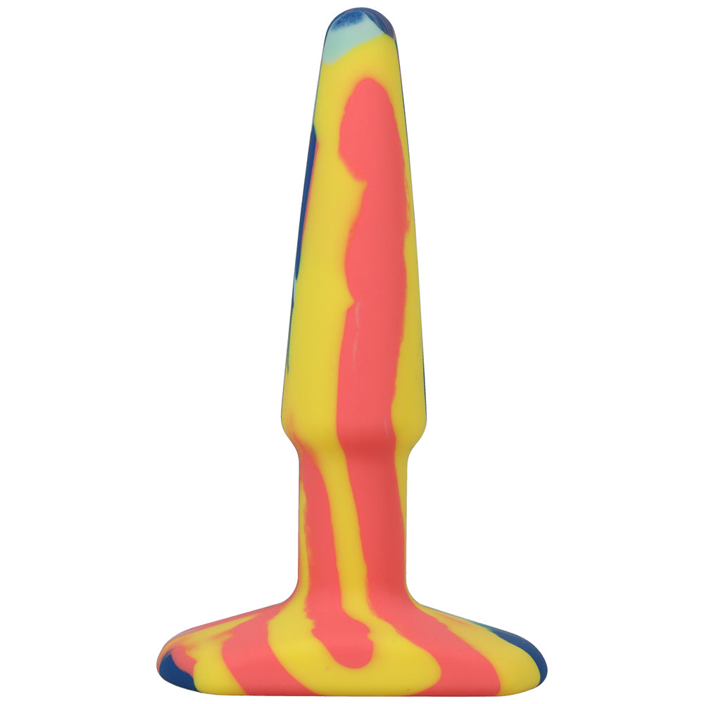 A-Play Groovy Silicone Anal Plug 4 In. Multi-Colored, Yellow