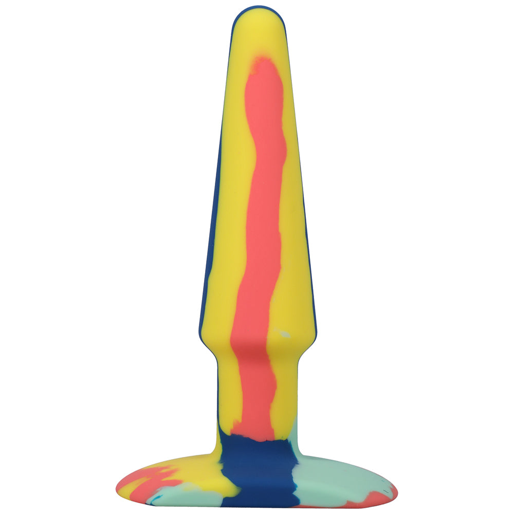 A-Play Groovy Silicone Anal Plug 5 In. Multi-Colored, Yellow