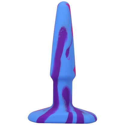 A-Play Groovy Silicone Anal Plug 4 In. Multi-Colored, Pink