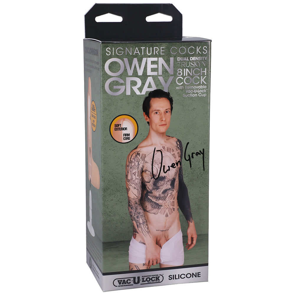 Signature Cocks Owen Gray 8 In. Dual Density Silicone Dildo With Removable Vac-U-Lock Suction Cup Be