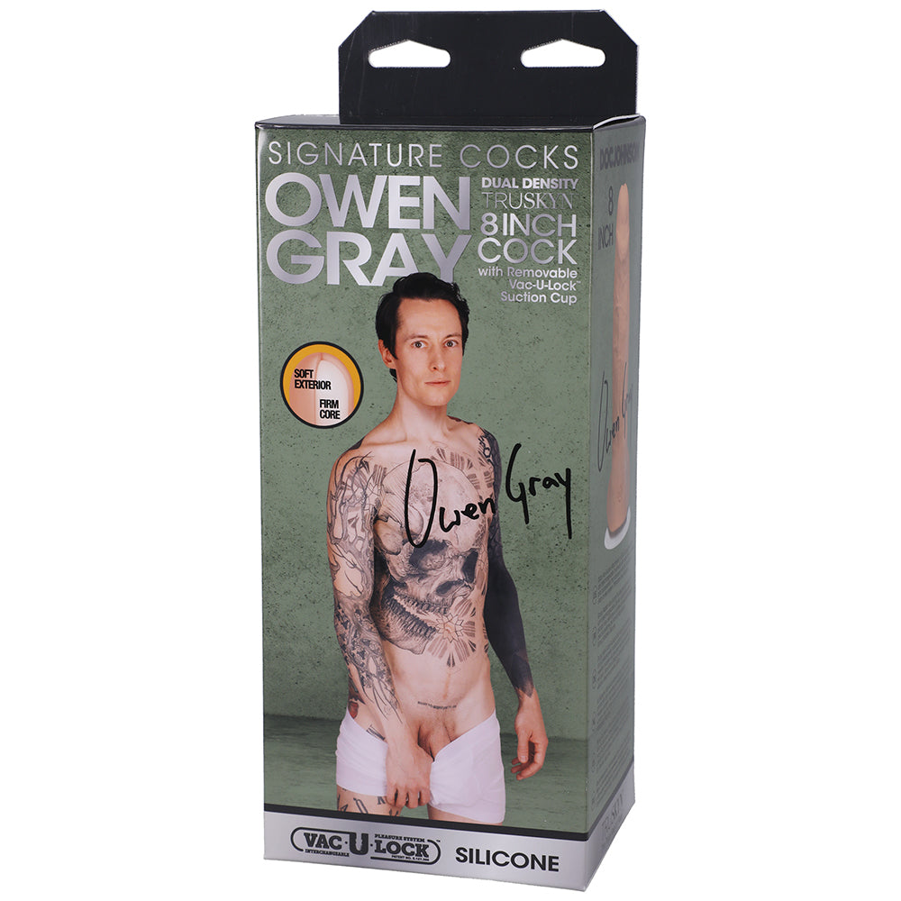 Signature Cocks Owen Gray 8 In. Dual Density Silicone Dildo With Removable Vac-U-Lock Suction Cup Be