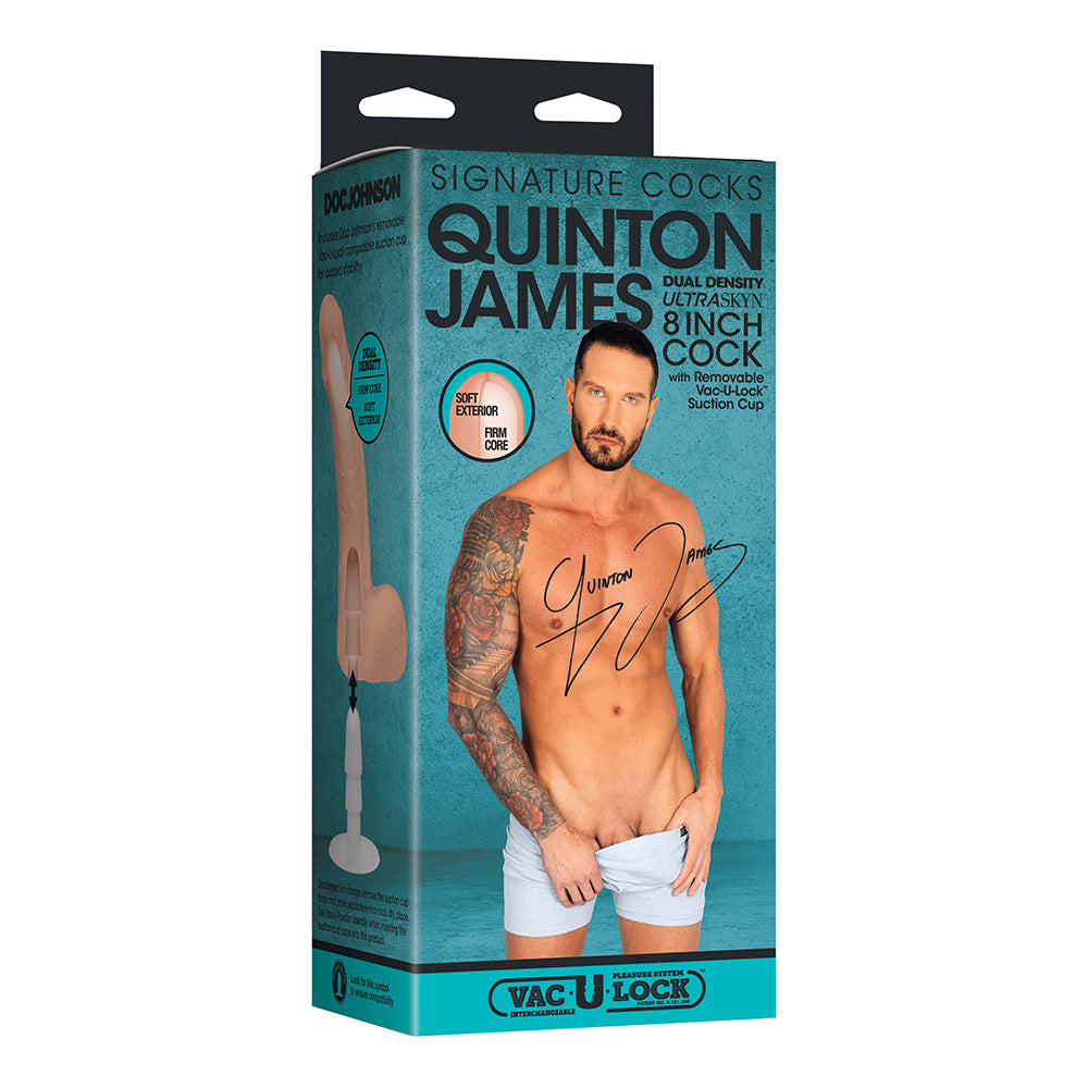 Signature Cocks Quinton James Ultraskyn 8 In. Dual Density Dildo With Removable Vac-U-Lock Suction C