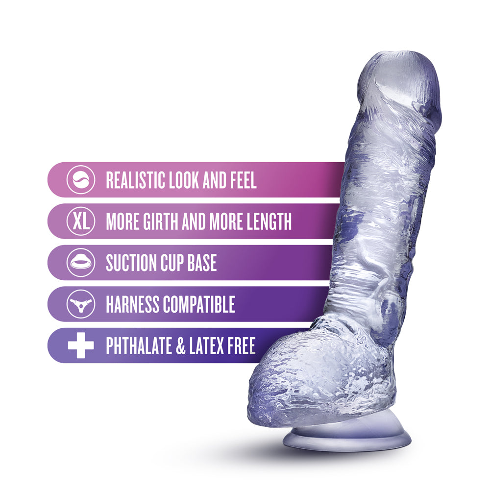 Blush B Yours Plus Hearty N Hefty 9 In. Dildo With Balls &amp; Suction Cup Clear