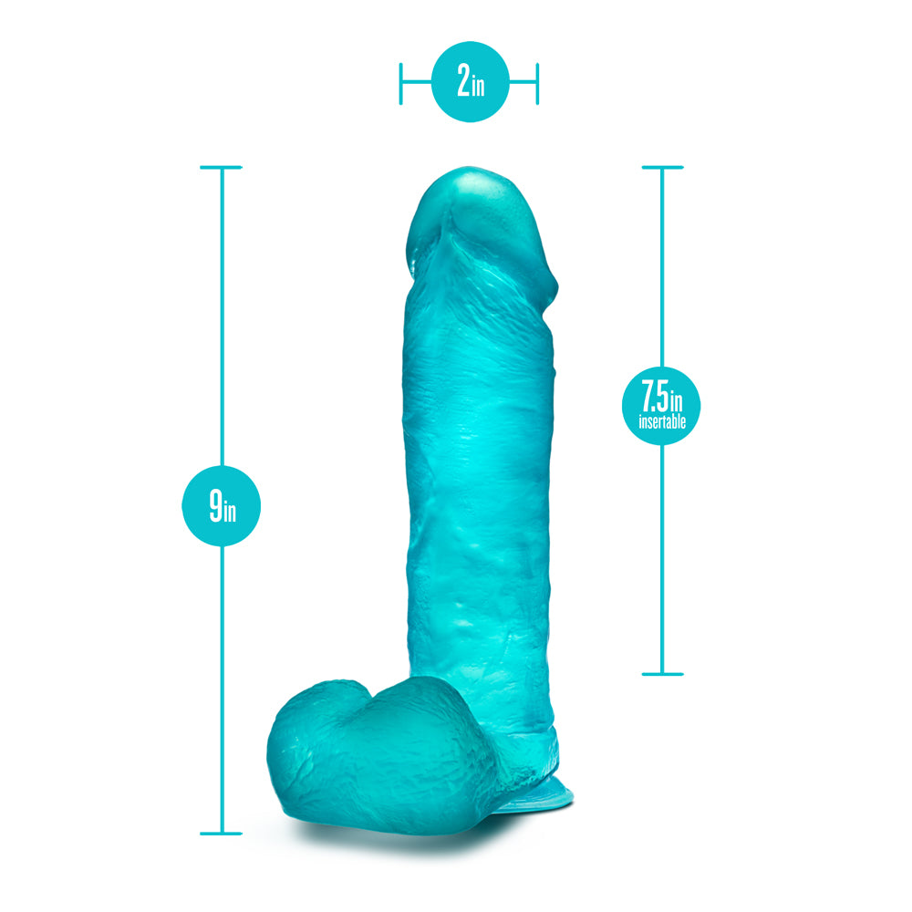 Blush B Yours Plus Mount N Moan 9 In. Dildo With Balls &amp; Suction Cup Teal