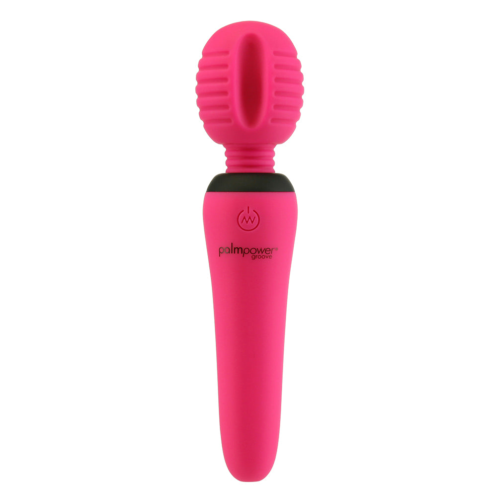 Palmpower Groove Rechargeable Silicone Mini Wand Massager Fuchsia