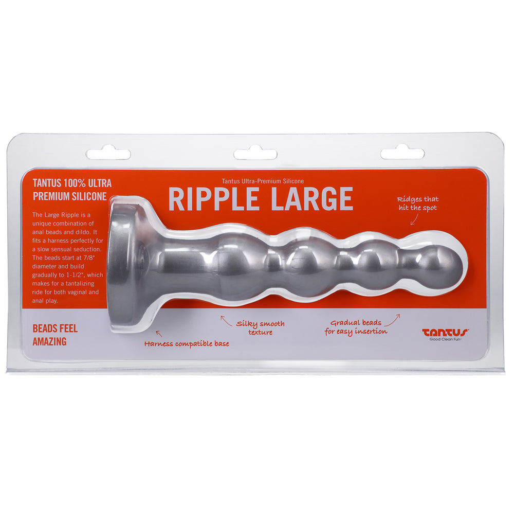 Tantus Ripple Large 8 In. Anal Beads Dildo Medium-Firm Silver