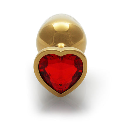 Shots Ouch! Heart Gem Butt Plug Small Gold/Ruby Red