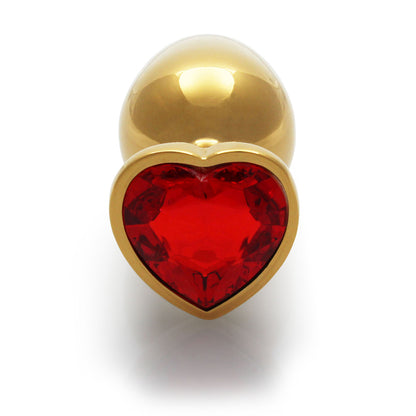 Shots Ouch! Heart Gem Butt Plug Large Gold/Ruby Red