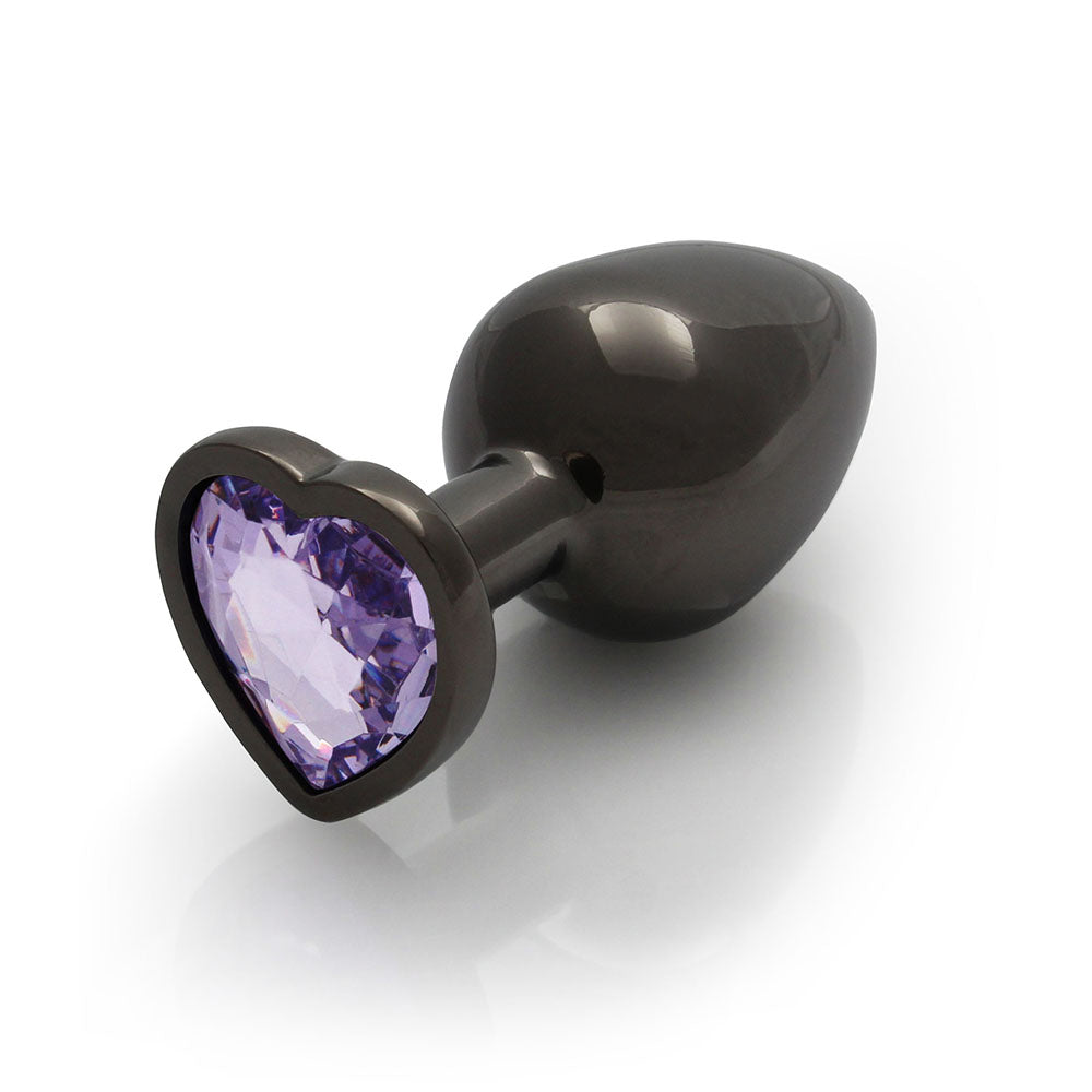 Shots Ouch! Heart Gem Butt Plug Large Gunmetal/Amethyst