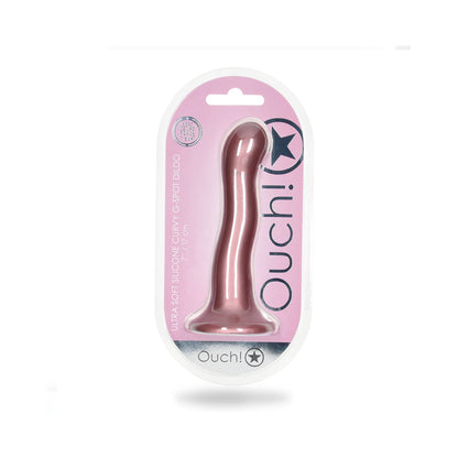 Shots Ouch! Ultra Soft Silicone 7 In. Curvy G-Spot Dildo Rose Gold