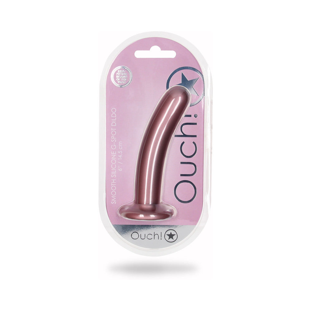 Shots Ouch! Smooth Silicone 6 In. G-Spot Dildo Rose Gold