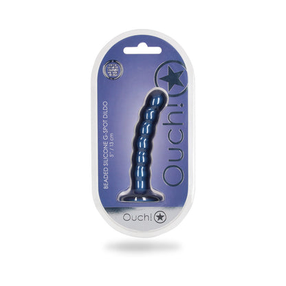 Shots Ouch! Beaded Silicone 5 In. G-Spot Dildo Metallic Blue